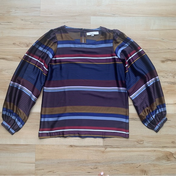 LOFT bubble Sleeve Striped blouse multicolor size XS - Picture 4 of 14